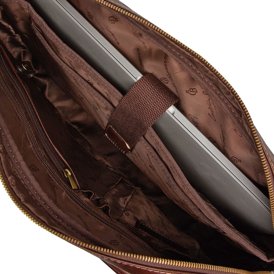 Werktassen Castelijn & Beerens | Castelijn & Beerens Verona Laptop Bag 15.6" + Tablet Single Zip Mocca