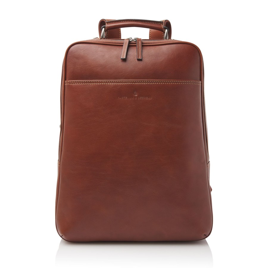 Rugzakken Castelijn & Beerens | Castelijn & Beerens Verona Laptop Backpack 15.6" + Tablet Light Brown