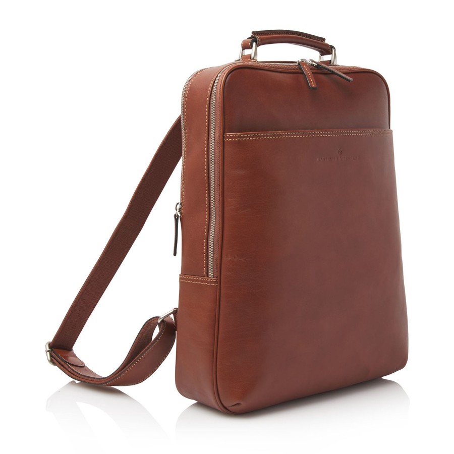 Rugzakken Castelijn & Beerens | Castelijn & Beerens Verona Laptop Backpack 15.6" + Tablet Light Brown