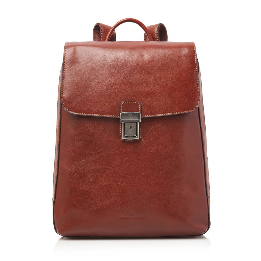 Rugzakken Castelijn & Beerens | Castelijn & Beerens Gaucho Guus Backpack 15.6" Single Zip Cognac