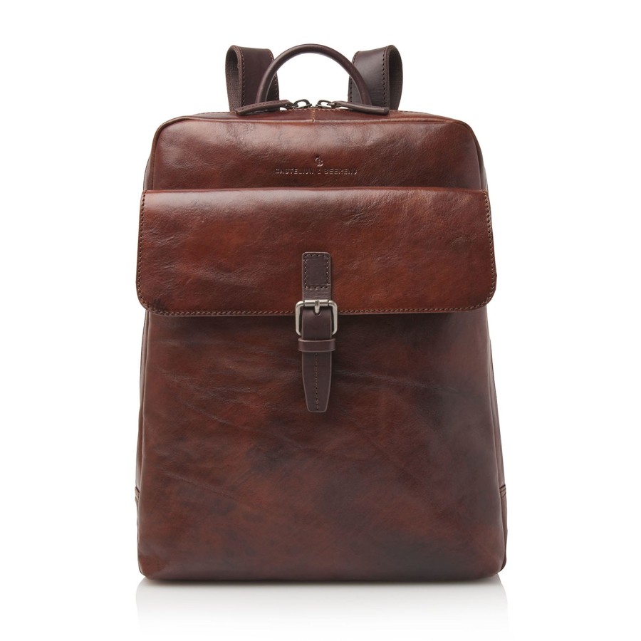 Rugzakken Castelijn & Beerens | Castelijn & Beerens Rien Laptop Backpack 15.6" + Tablet Cognac